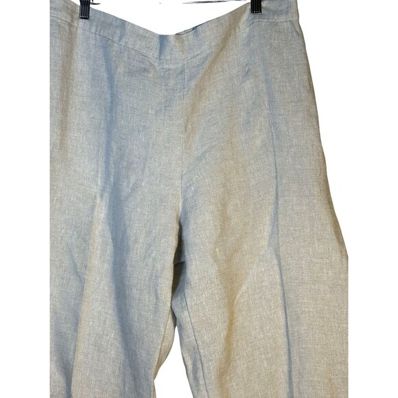 Chicos Plus Size Oatmeal Linen Cropped Pull On Trousers Button Ankle Size 16 - Picture 6 of 13